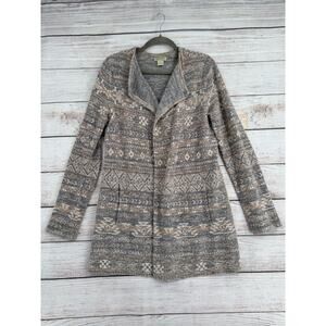Lucky Brand Southwest‎ Aztec BOHO Tapestry Jacket Women's Size S Tan/Blue